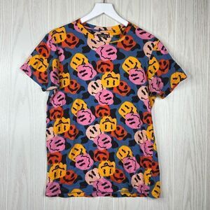 Super Massive Men's All Over Dazed Smiley Fave Print Short Sleeve T-Shirt Size S